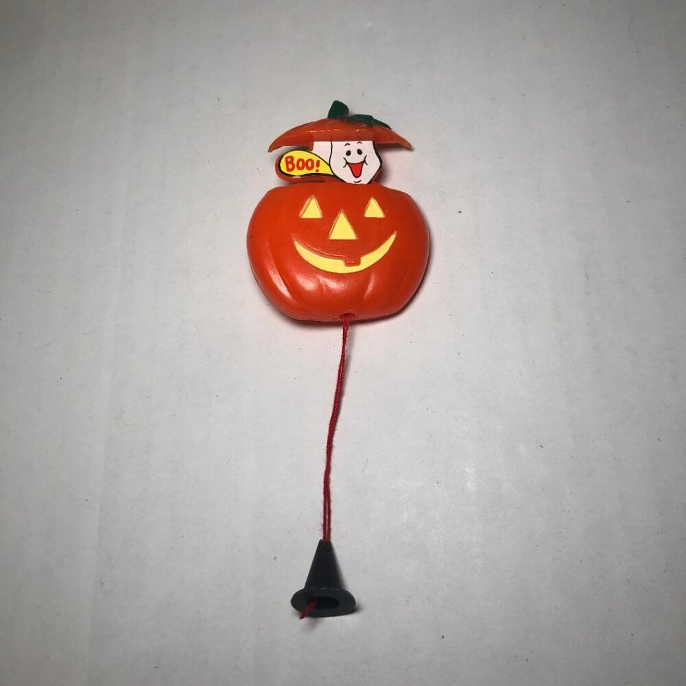 Vintage Halloween Pumpkin Ghost Fun World Pin Pull String Pop Up 1980s Spooky